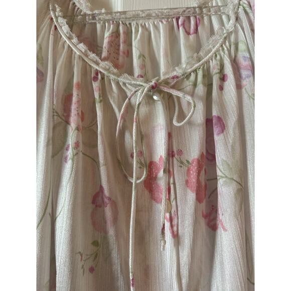 Vintage Val Mode Nylon Lace Silky Satin Long Nightgown Size L Made In USA - Picture 2 of 8